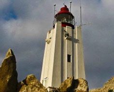 The Cape Columbine Lighthouse in the Cape Columbine Reserve near Paternoster on South Africa's West Coast.