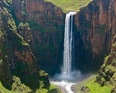 The breathtaking Maletsunyane Falls in Lesotho. The falls are 192m (630ft) high.
