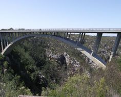 The Paul Sauer Bridge on the Garden Route spans the Storms River Gorge.