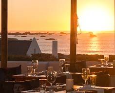 The outside deck at Reubeun's Restaurant at Abelone House in Paternoster on South Africa's West Coast.