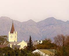 A typical town scene in Riebeek West, in the Riebeek Valley, in South Africa's Western Cape Province.